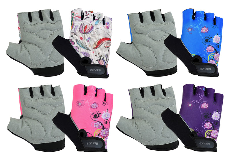 Ladies Cycling Half Finger Gel Padded Gloves - Spruce Sports
